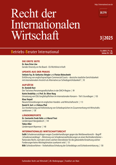 Recht der Internationalen Wirtschaft